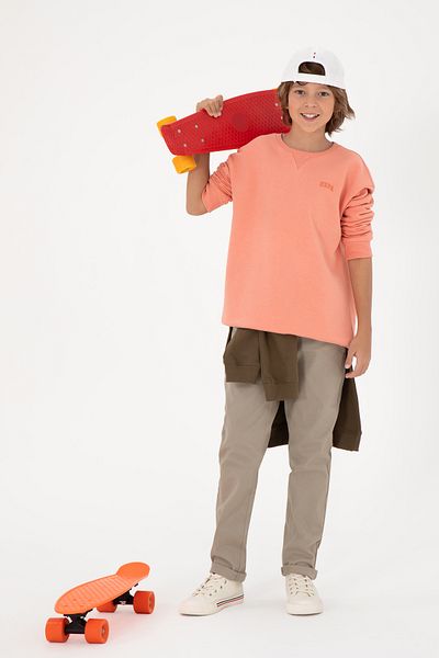 U.S. Polo Assn. Boy Salmon Basic Crew Neck Sweatshirt 50295151 -Vr047