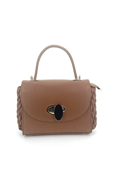Seniorah Tan Patterned Buckle Strap Women's Bag