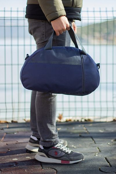 MUCCO Kaff Small Navy Blue χειροκίνητη αθλητική τσάντα ταξιδιού με μπροστινή τσέπη και ρυθμιζόμενο ιμάντα ώμου-0833