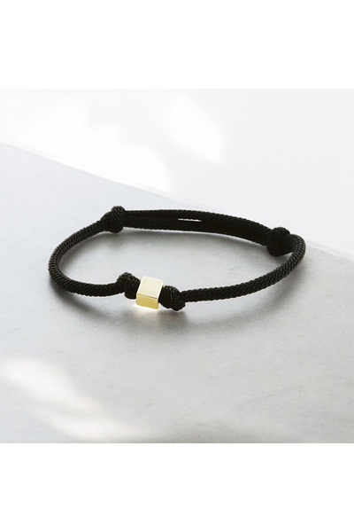 Glorria 14 Ayar Altın Küp Ipli Erkek Bileklik