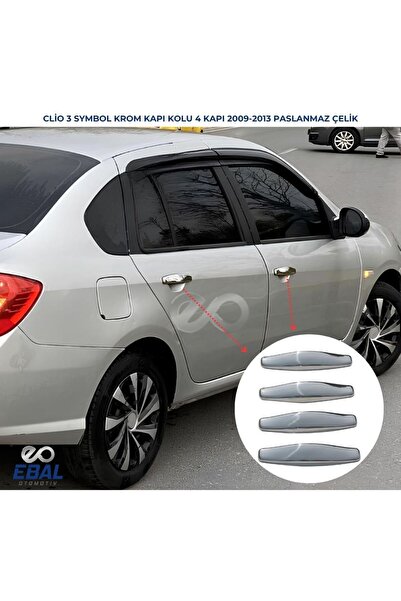 EBAL OTO AKSESUAR Renault Clio 3 Symbol Krom Kapı Kolu 4 Kapı 2009-2013 Uyuml...