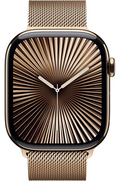 fulina 46mm Smart Watch With Always-On Retina Display,Gold Titanium Case,GPS,Fitness Tracker