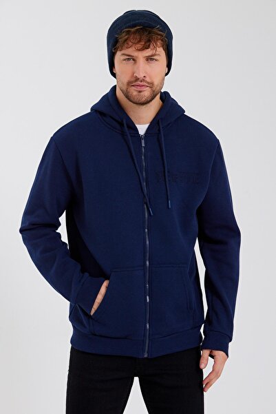 Polo State سويت شيرت إيج أوف ستيت مطرز بسحاب 3 خيوط باللون الأزرق الداكن