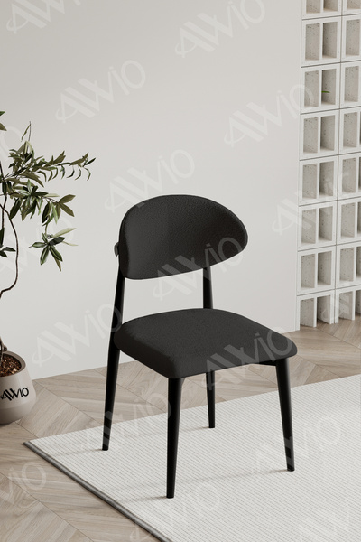 AVVİO Siyah Polo Sandalye Mutfak Salon Yemek Odası Sandalyesi Metal Ayak