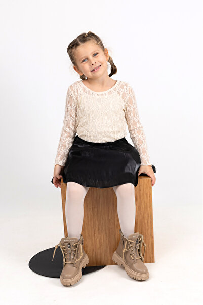 kids A more Rebecca Mink Girl's Boots - Laced and Zippered