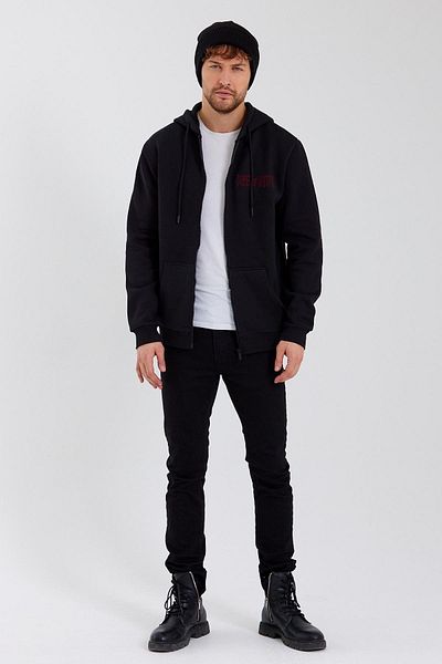 Polo State Age Of State Embroidered Zippered 3 Thread Sweatshirt Black