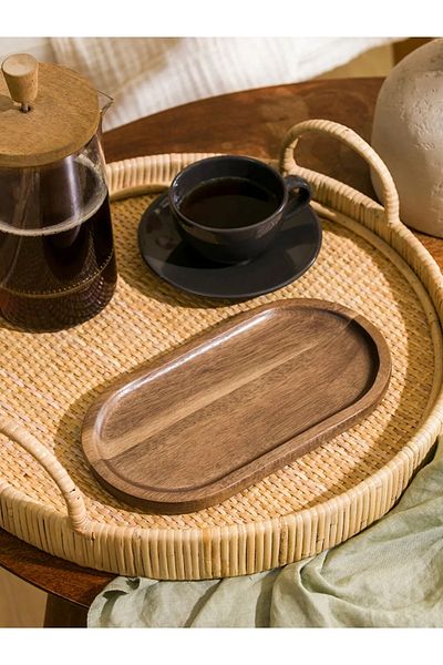 LC Waikiki Lcw Brown Wooden Presentation Plate 24 cm