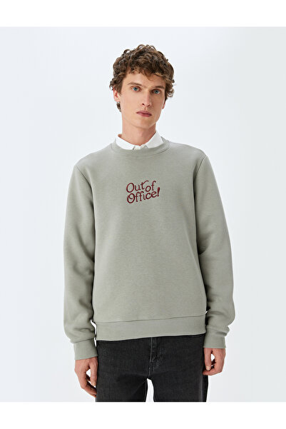 Koton Φούτερ με στάμπα με σύνθημα με λαιμόκοψη από βαμβακερό μείγμα