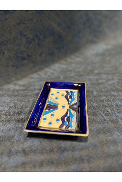 LAMEDORE Mavi Beyaz Göz Figürlü Dekoratif Tabak