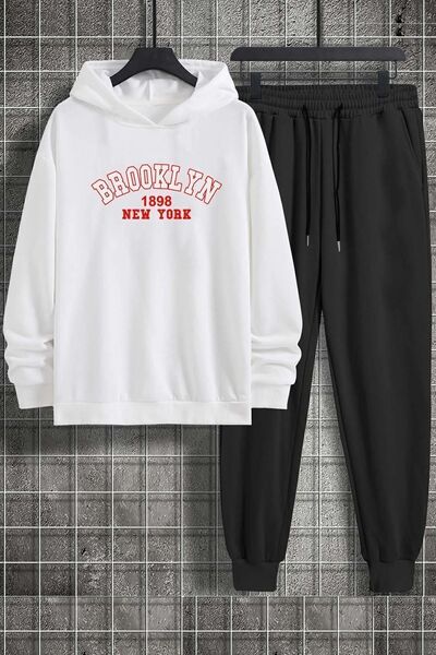 trendypassion Σετ φόρμας φούτερ με κουκούλα Unisex Brooklyn Printed