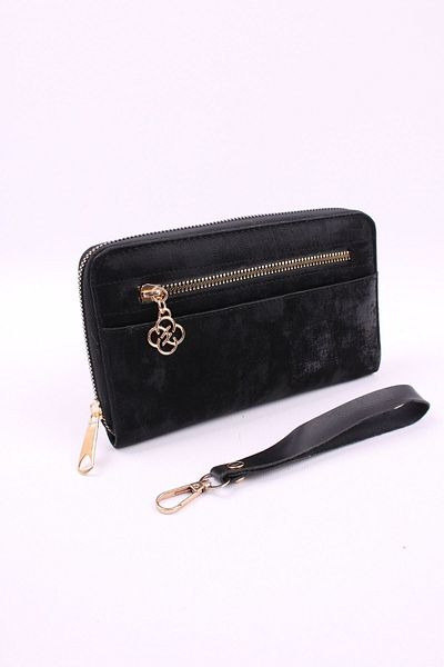 GALB LEATHER Large Size Women's Wallet with Hand Strap, 2 Zipper Coin Compartments, 12 Card Compartments, Hand Portfolio 20X12Cm