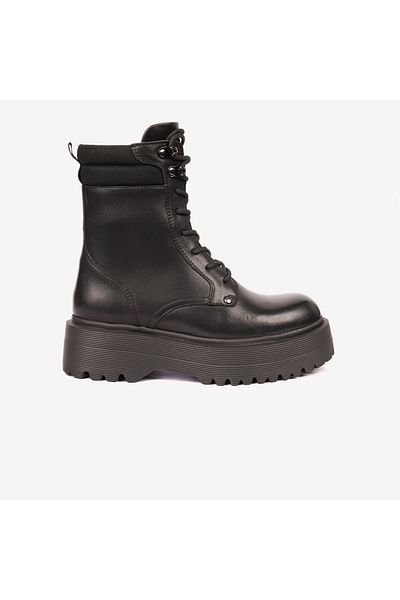Greyder Women's Matte Black Genuine Leather Military Boots 4K2Ub33932