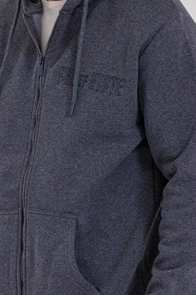 Polo State Age Of State Nakışlı Fermuarlı 3 İplik Sweatshirt Antrasit