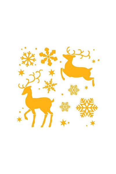 MIGNATIS Christmas Decorations Deer Star Snowflake Showcase Arrangement 100x100 cm - Yellow