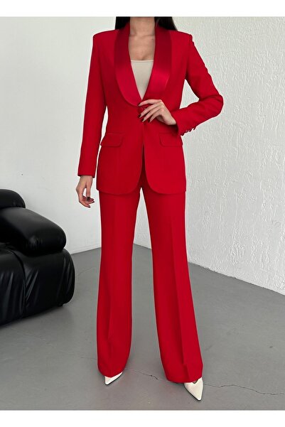 Vuntal BUTİK Satin shawl collar double suit Blazer