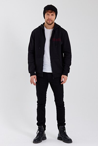 Polo State Hanorac cu fermoar brodat Age Of State, cu 3 fire, negru