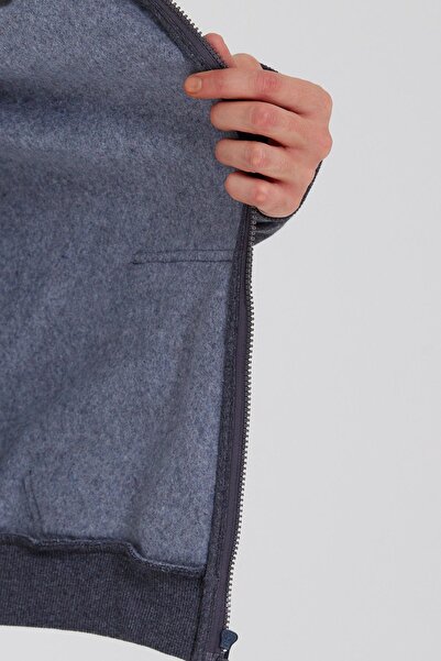 Polo State Age Of State Nakışlı Fermuarlı 3 İplik Sweatshirt Antrasit