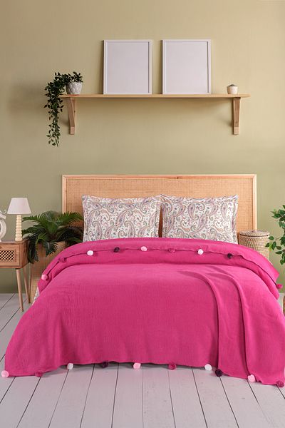 Evim Set Pătură Bumbac Fuchsia Dowry Dublu - 200x220 Cm