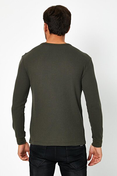 Polo State Μακρυμάνικο μπλουζάκι με βασική εφαρμογή Erkrk Waffle Special Textured Fabric