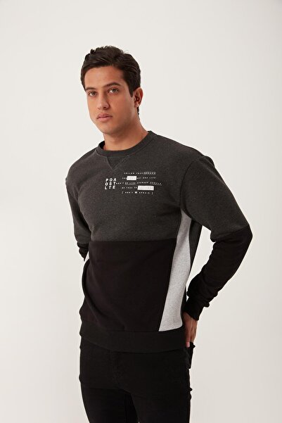 Polo State Hanorac negru pentru bărbați, din bumbac cu 3 fire, cu fleece la i...