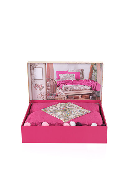 Evim Cotton Fuchsia Dowry Blanket Set Double - 200X220 cm