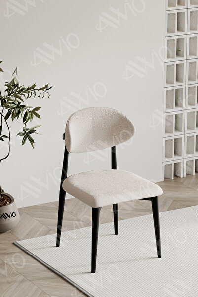 AVVİO Siyah Polo Sandalye Mutfak Salon Yemek Odası Sandalyesi Metal Ayak