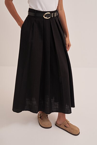 EBU Prive Μαύρη γυναικεία φούστα από οργανικό βαμβάκι