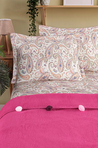 Evim Set Pătură Bumbac Fuchsia Dowry Dublu - 200x220 Cm