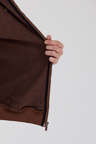 Polo State Чоловічий світшот з кишенею-кенгуру на блискавці, 3 нитки, коричневий