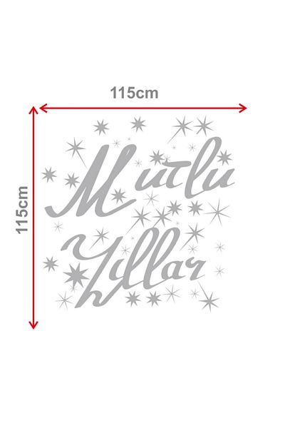 MIGNATIS Christmas Ornament Bright Effect Starry Happy New Year Written Sticker 115x115cm - Yellow