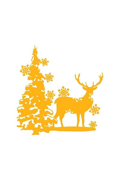 MIGNATIS Christmas Tree Deer Snowflakes Sticker Paste 115x106cm - Yellow