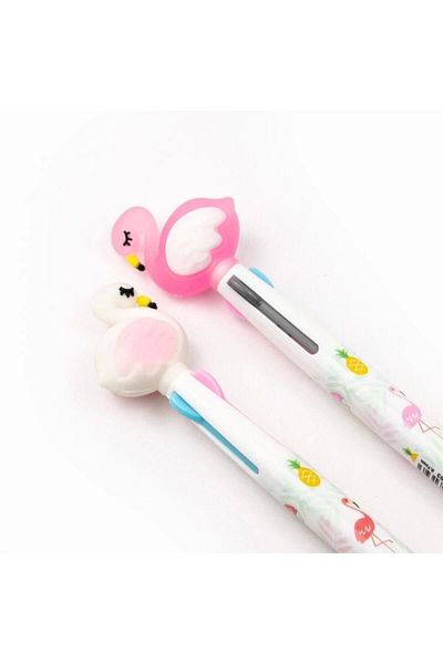 Mikro Powder Pink Flamingo 3 Color Multi Ballpoint Pen 1 Piece