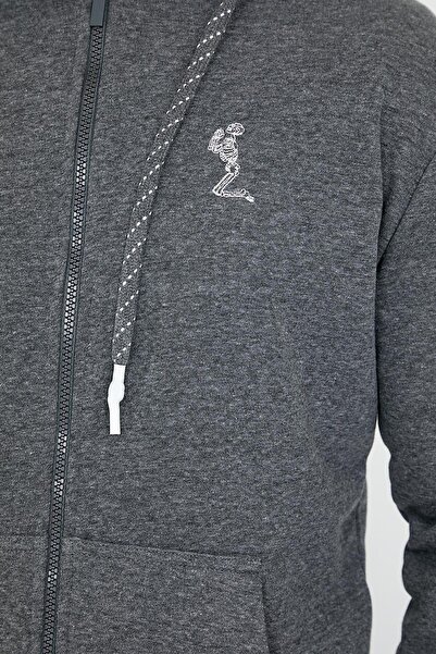 Polo State Ανδρική χειμερινή ζακέτα με σκελετό με φερμουάρ 3 κλωστών ανθρακί