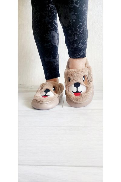 AkınalBella Winter Soft Eared Dog Figure House Slippers
