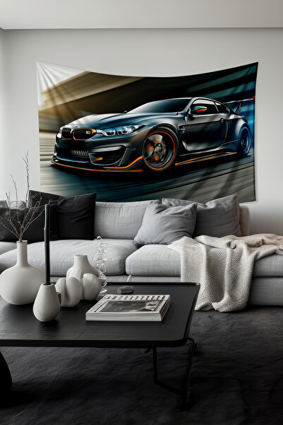 Moud's سجادة حائط بنمط سيارة سريعة وأنيقة، قماش من جلد الغزال