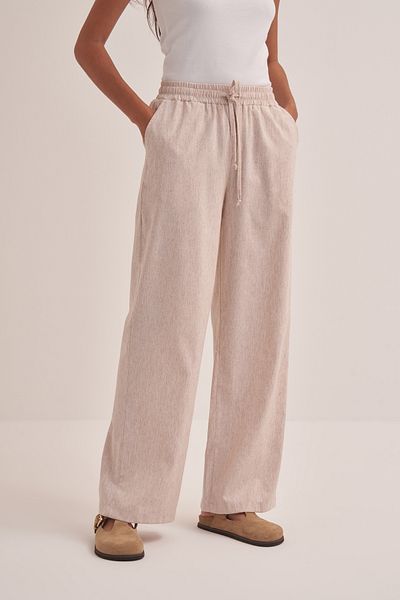 EBU Prive Women's Organic Cotton Palazzo Pants - Wide Leg and Natural