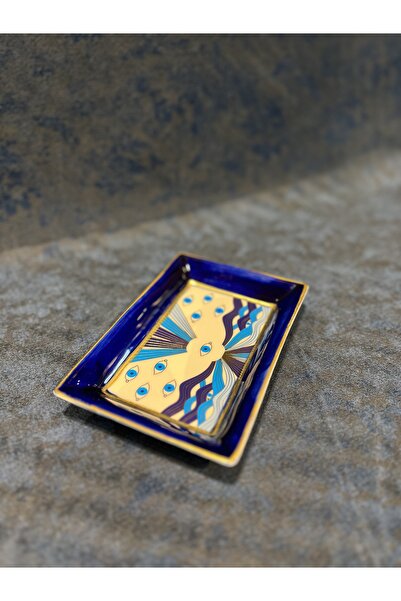 LAMEDORE Mavi Beyaz Göz Figürlü Dekoratif Tabak