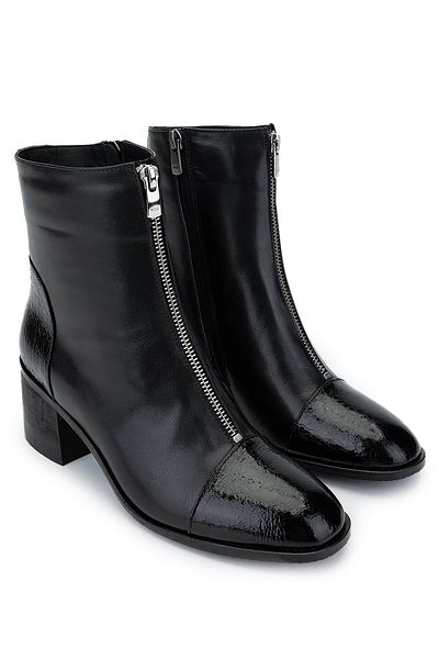 Tamer Tanca Women's Genuine Leather Black Heeled Boots