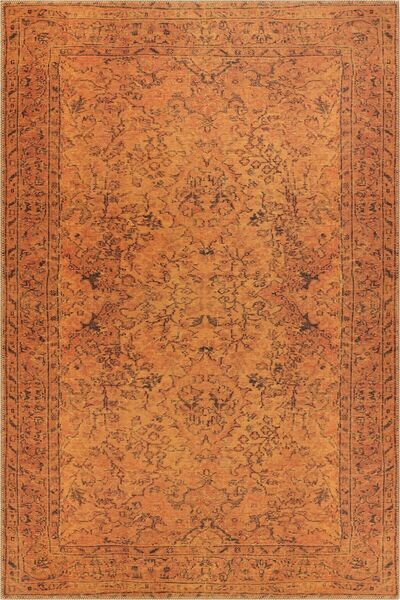 ARTLOOP Folk Eskitme Desenli Dokuma Taban Dekoratif Hardal Sarısı Halı BA 15