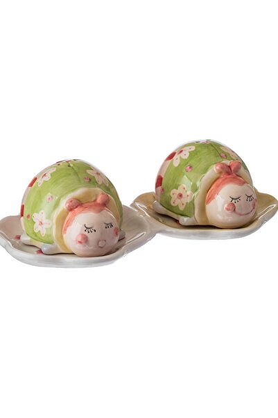 Dania مجموعة علب الملح والفلفل الخزفية على شكل خنفساء ملونة