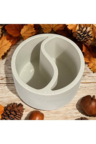 candleistanbul Bernami Ying Yang Boş Obje Saksı Yasa Mumluk Beton Dekoratif Obje