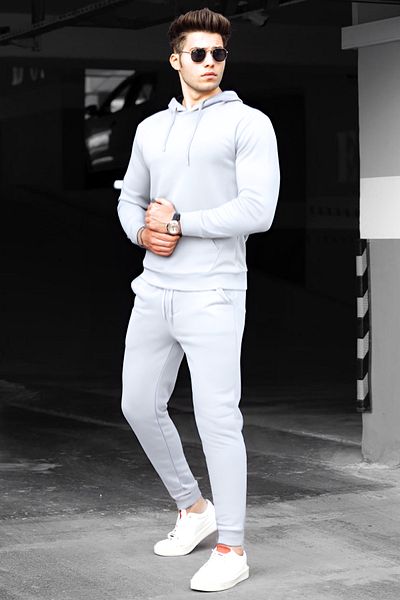 BayBayan Ανδρικό Trend Model 3 Thread Casual Oversize Σετ αθλητικής φόρμας