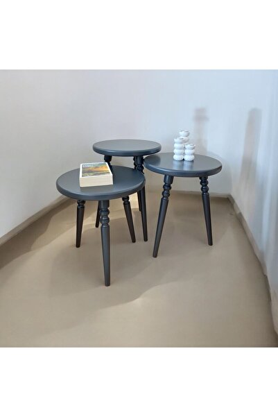 Sienta Home Dekoratif Doğal Ahşap 3’lü Zigon Sehpa Gürgen Ağacı Demonte Klasi...