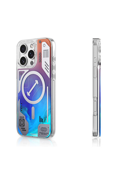 Youngkit iPhone 16 Pro Max Uyumlu Kılıf Magsafe Özellikli Parlak Kumlu Sıvılı Tasarımlı Galaxy Fantasy Serisi