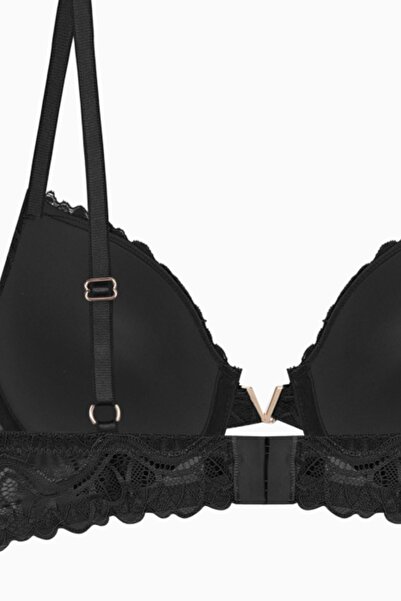Wonna Anna Gold Αξεσουάρ Δαντελένιο Σετ Σουτιέν - Push Up - 2568 - Μαύρο