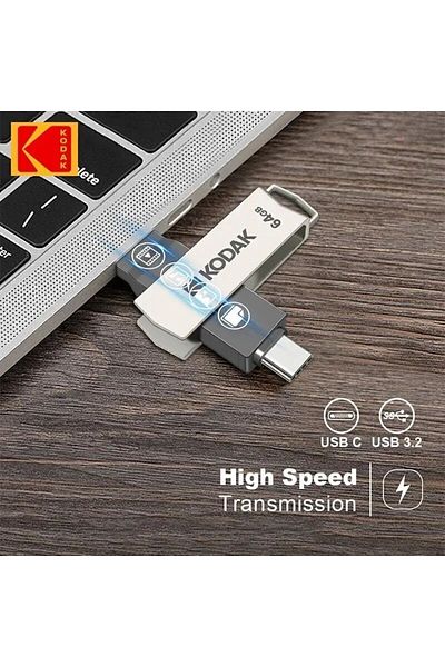Kodak 64Gb K273 to Type-C and USB 3.2 Super Speed with Input for iPhone 15/16 for Phones