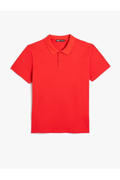 Koton 4sam10113mk 401 Red Men's Cotton Jersey Short Sleeve Polo Collar Basic T-shirt