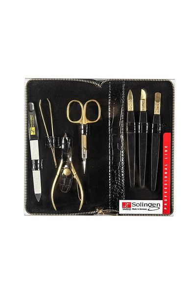 Solingen Manicure & Pedicure Set with Bag 191 g - Stainless Steel, 9 Pieces, Gold Color