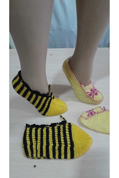 Papatyam 2 Pieces of Hand Knitted with Five Skewers - Home Booties and Handcrafted Booties