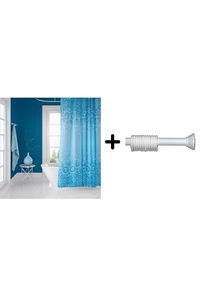 Zethome Perdeau de duș pentru baie 6303 180x200 Suport pentru țeavă pentru perdea 120x200 Cadou